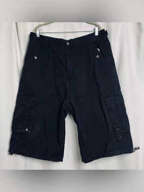 Vtg 2000s MT:2 Mens Size 38x15 Cargo Shorts Black Super Baggy Goth Rock Skater